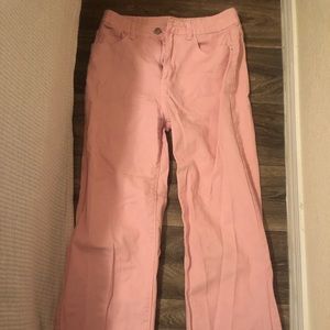Shein high waisted solid baby pink jeans!
